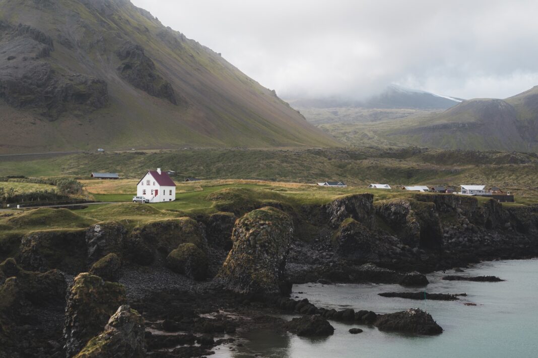 Sceneric coast of Snaefellsnes peninsula in Iceland. Travel landmarks